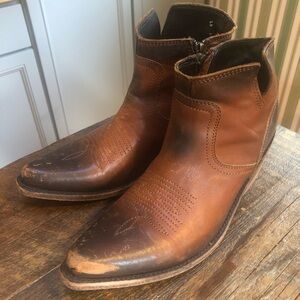 Liberty Black Western Leather Ankle Booties